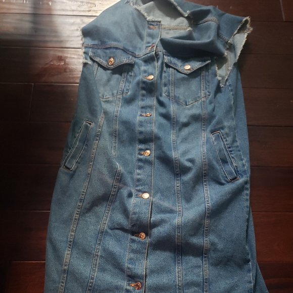 Zara Dresses & Skirts - NWOT Women Zara Frayed Sleeves & Frayed High Low Denim Dress